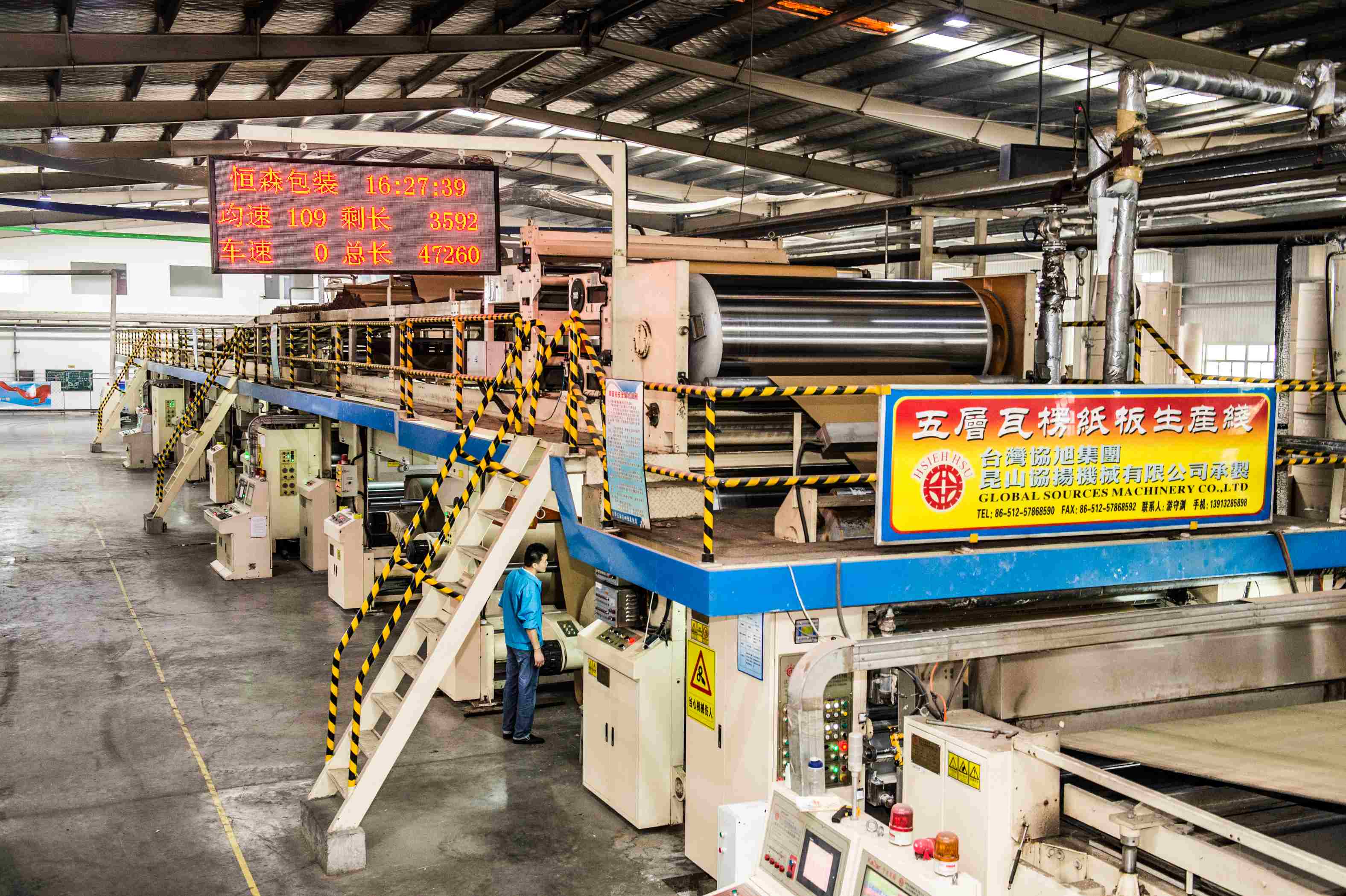 台灣協旭五層瓦楞紙版生産線